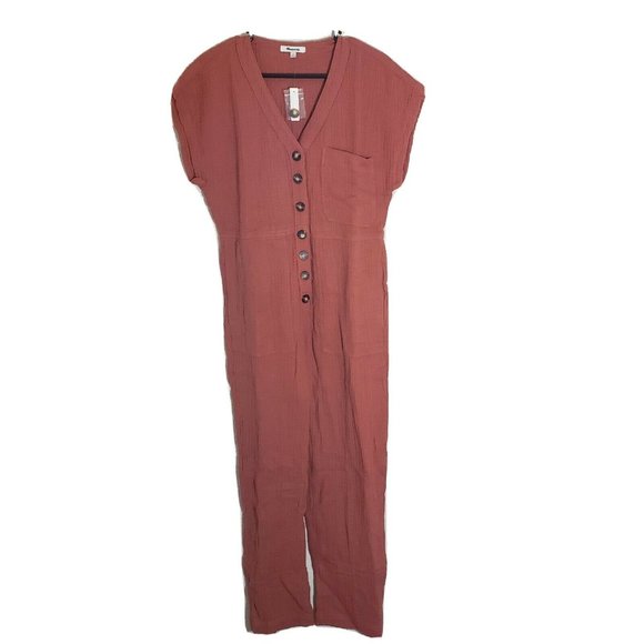 Madewell Pants - Madewell Womens Small Lightspun Cap-Sleeve Jumpsuit Gauze Afterglow Red NA288